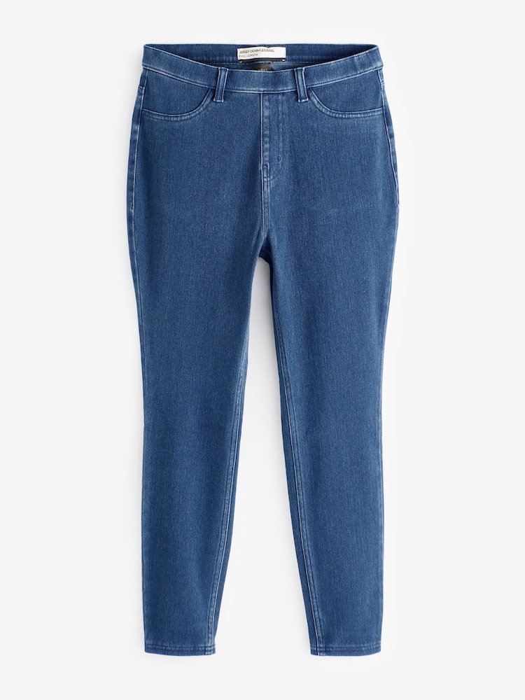 Blue Dark Wash Jersey Denim Leggings - Image 6 of 6