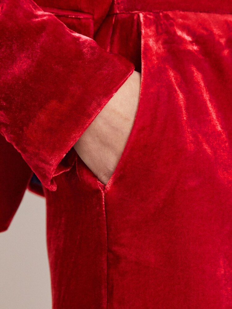 Boden Red Velvet Wide Leg Trousers - Image 2 of 5