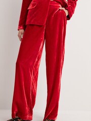 Boden Red Velvet Wide Leg Trousers - Image 4 of 5