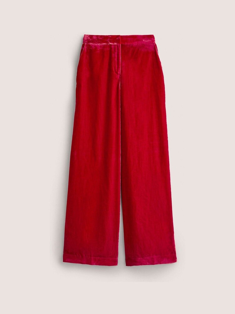 Boden Red Velvet Wide Leg Trousers - Image 5 of 5