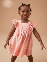 Pink Cotton Broderie Dress (3mths-8yrs) - Image 1 of 1