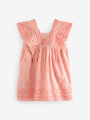 Pink - Baumwollkleid mit Lochstickerei (3 Monate bis 8 Jahre) - Bild 5 von 8