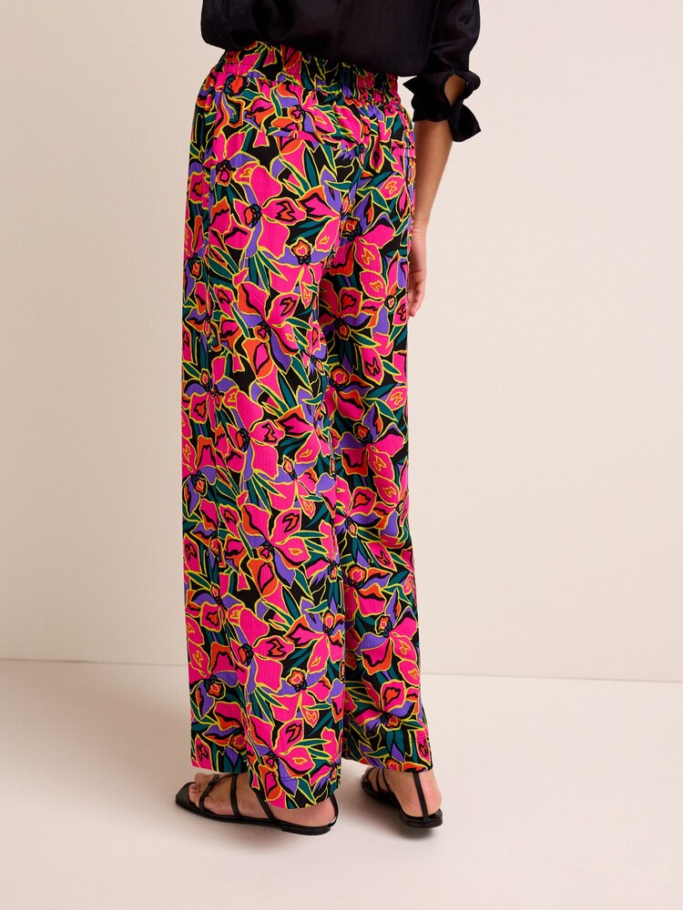Pink Floral Texture Wide Leg Trousers - Image 2 of 6
