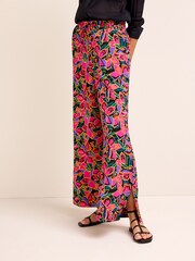 Pink Floral Texture Wide Leg Trousers - Image 3 of 6