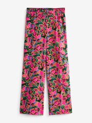 Pink Floral Texture Wide Leg Trousers - Image 6 of 6