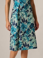 Adrianna Papell Blue Metallic Jacquard Dress - Image 4 of 6