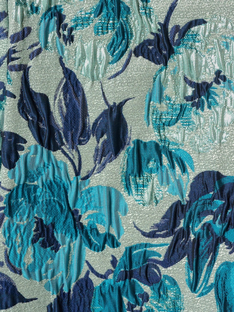 Adrianna Papell Blue Metallic Jacquard Dress - Image 6 of 6