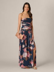 Adrianna Papell Blue Stretch Mesh Strapless Gown - Image 1 of 5