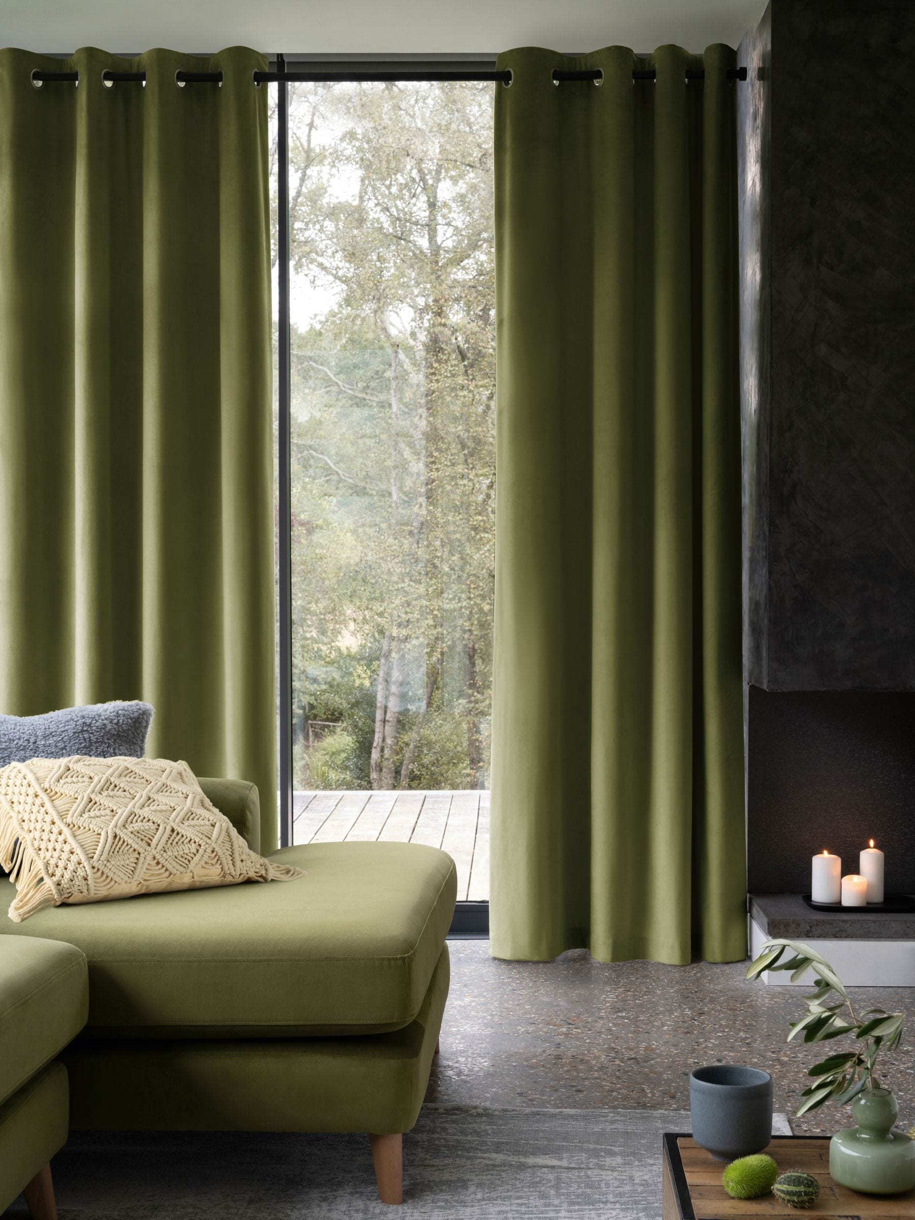 Olive green curtains discount