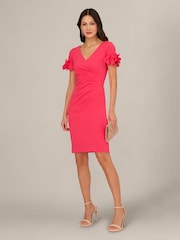 Adrianna Papell Pink Petite Knit Crepe Short Dress - Image 3 of 6