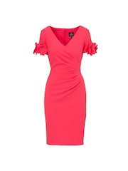 Adrianna Papell Pink Petite Knit Crepe Short Dress - Image 5 of 6