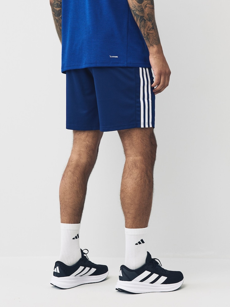 adidas Blue Train Essentials Piqué 3-Stripes Training Shorts - Image 3 of 5