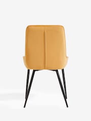 Set of 2 Soft Velvet Ochre Yellow Hamilton Black Leg Quilted Dining Chairs - Image 7 of 10