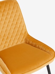 Set of 2 Soft Velvet Ochre Yellow Hamilton Black Leg Quilted Dining Chairs - Image 8 of 10