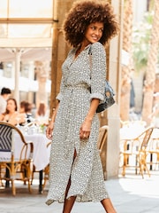 Sosandar Black Mono Geo Belted Shirt Dress - Image 1 of 5