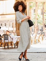 Sosandar Black Mono Geo Belted Shirt Dress - Image 4 of 5