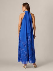 Adrianna Papell Blue Soutache Georgette Swing Dress - Image 2 of 6