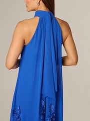 Adrianna Papell Blue Soutache Georgette Swing Dress - Image 5 of 6