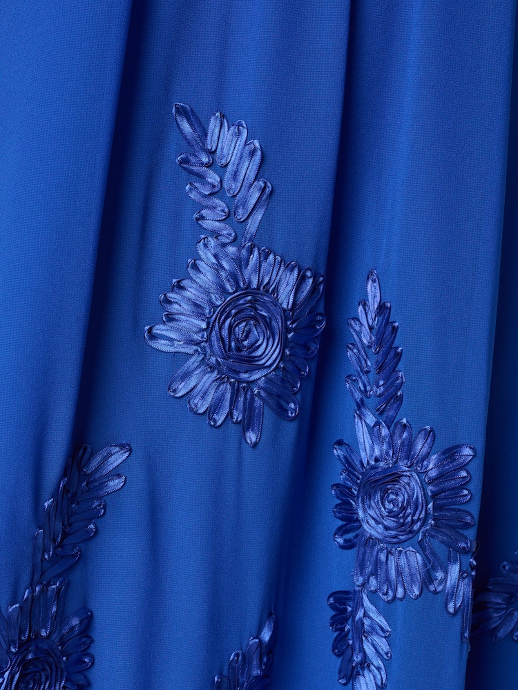 Adrianna Papell Blue Soutache Georgette Swing Dress - Image 6 of 6