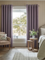 Purple Elderberry Blackout/Thermal Cotton Eyelet Curtains - Image 1 of 8