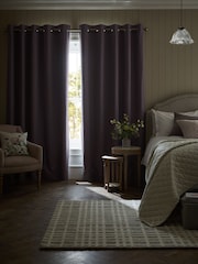 Purple Elderberry Blackout/Thermal Cotton Eyelet Curtains - Image 3 of 8