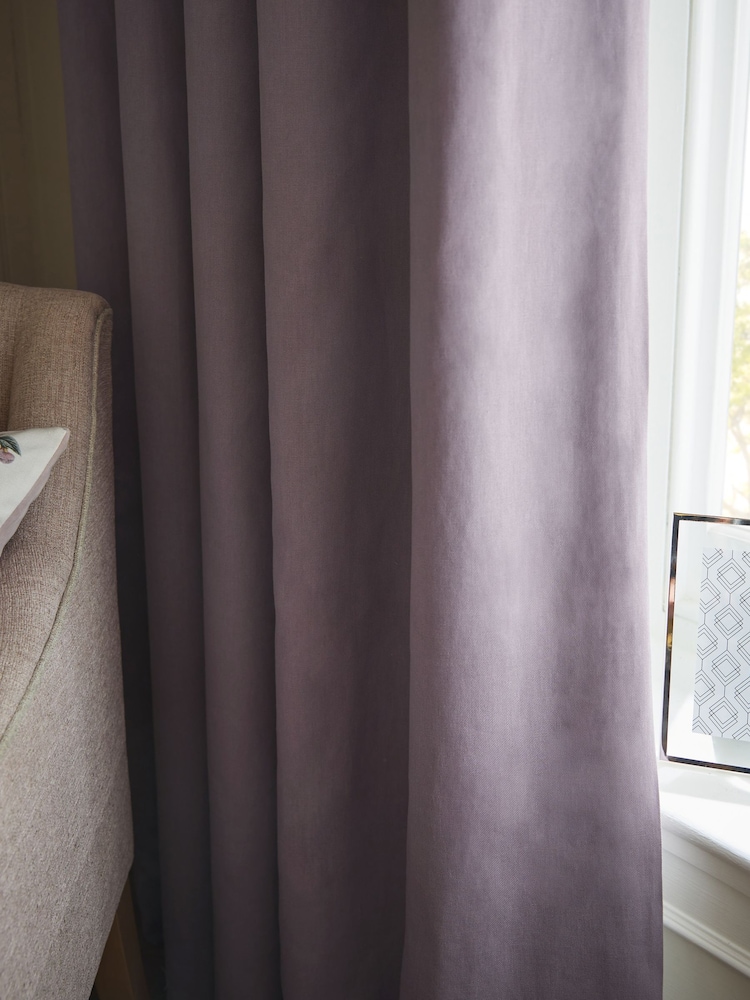 Purple Elderberry Blackout/Thermal Cotton Eyelet Curtains - Image 6 of 8