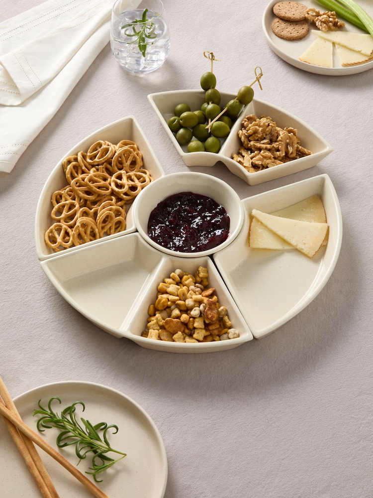 Set of 5 Natural Hayden Speckle Nibble and Dip Bowl Set - Image 1 of 5