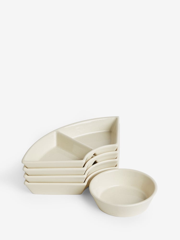 Set of 5 Natural Hayden Speckle Nibble and Dip Bowl Set - Image 5 of 5
