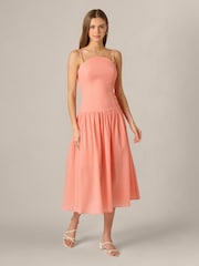 Adrianna Papell Pink Seersucker Midi Dress - Image 1 of 6