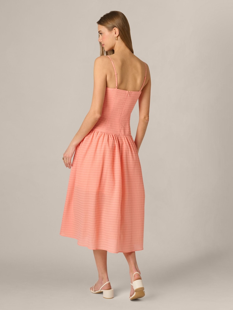 Adrianna Papell Pink Seersucker Midi Dress - Image 2 of 6