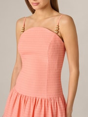 Adrianna Papell Pink Seersucker Midi Dress - Image 4 of 6