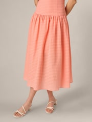 Adrianna Papell Pink Seersucker Midi Dress - Image 5 of 6