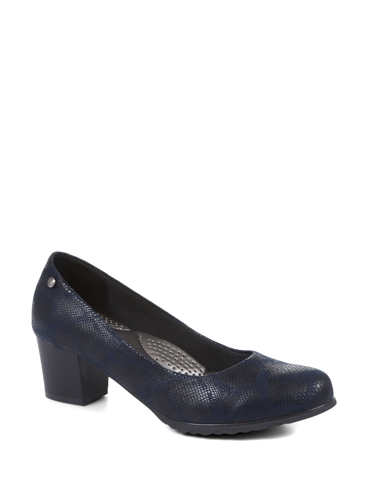 Pavers Blue Pavers Block Heeled Black Court Shoes - Image 2 of 5