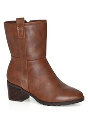 Evans Extra Wide Fit Betty Ankle Brown Boots - Image 1 of 1
