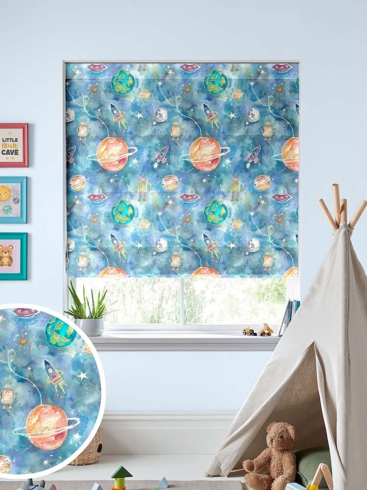 Voyage Sky Blue Kids Out Of This World Made To Measure Roman Blind - Image 1 of 6