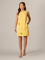 Adrianna Papell Yellow Scuba Rosette Shift Dress - Image 1 of 6