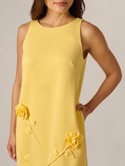 Adrianna Papell Yellow Scuba Rosette Shift Dress - Image 3 of 6