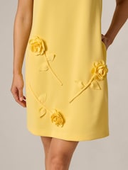 Adrianna Papell Yellow Scuba Rosette Shift Dress - Image 5 of 6