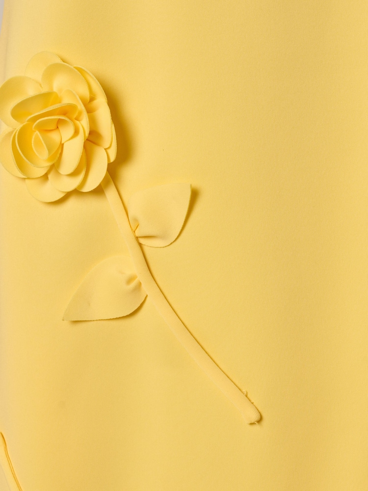 Adrianna Papell Yellow Scuba Rosette Shift Dress - Image 6 of 6