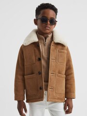 Reiss Camel Marton Junior Shearling Jacket - Image 1 of 9