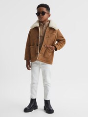 Reiss Camel Marton Junior Shearling Jacket - Image 3 of 9