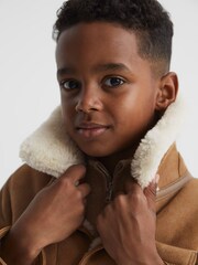 Reiss Camel Marton Junior Shearling Jacket - Image 4 of 9