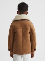 Reiss Camel Marton Junior Shearling Jacket - Image 5 of 9