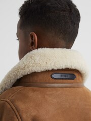 Reiss Camel Marton Junior Shearling Jacket - Image 6 of 9