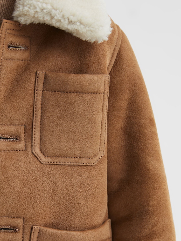 Reiss Camel Marton Junior Shearling Jacket - Image 9 of 9
