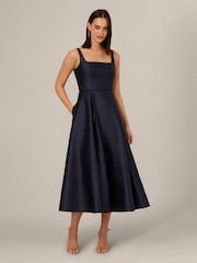 Adrianna Papell Blue Petite Mikado Ankle Dress - Image 1 of 6