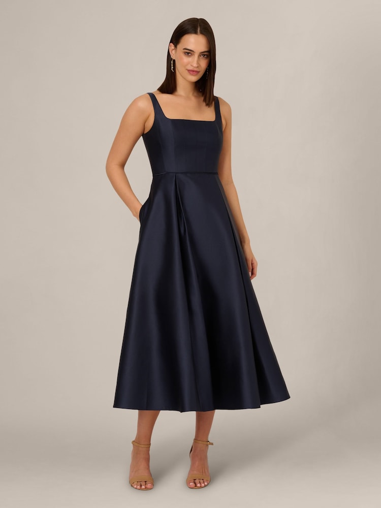 Adrianna Papell Blue Petite Mikado Ankle Dress - Image 1 of 6