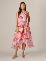 Adrianna Papell Pink Printed High-Low Dress - Image 3 of 6