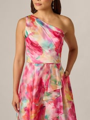 Adrianna Papell Pink Printed High-Low Dress - Image 4 of 6