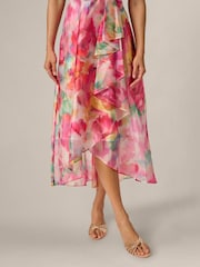 Adrianna Papell Pink Printed High-Low Dress - Image 5 of 6